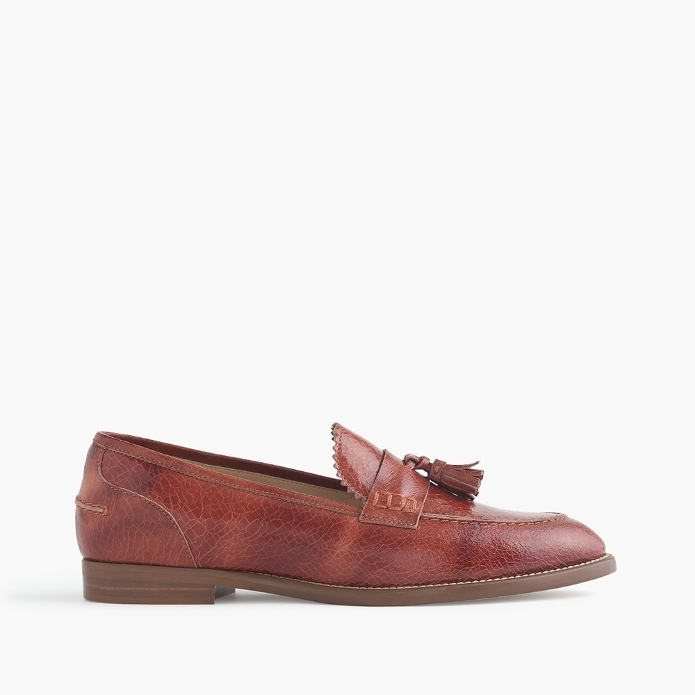 J.Crew Biella Crackled Leather Loafers